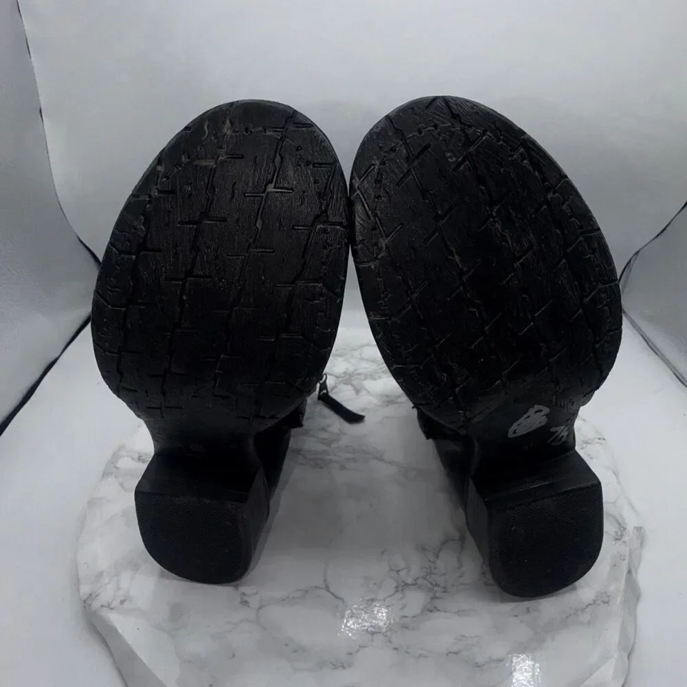 MJUS Black Leather Moto Biker Bootie-6.5